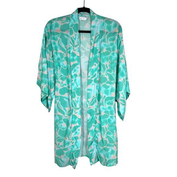 DVF Diane Von Furstenberg x ONIA Gina Kimono Coverup Peach Skin Mint Green XS/S